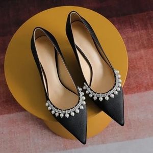 New pointed high -heeled shoe sexy rhinestone fashion single shoes